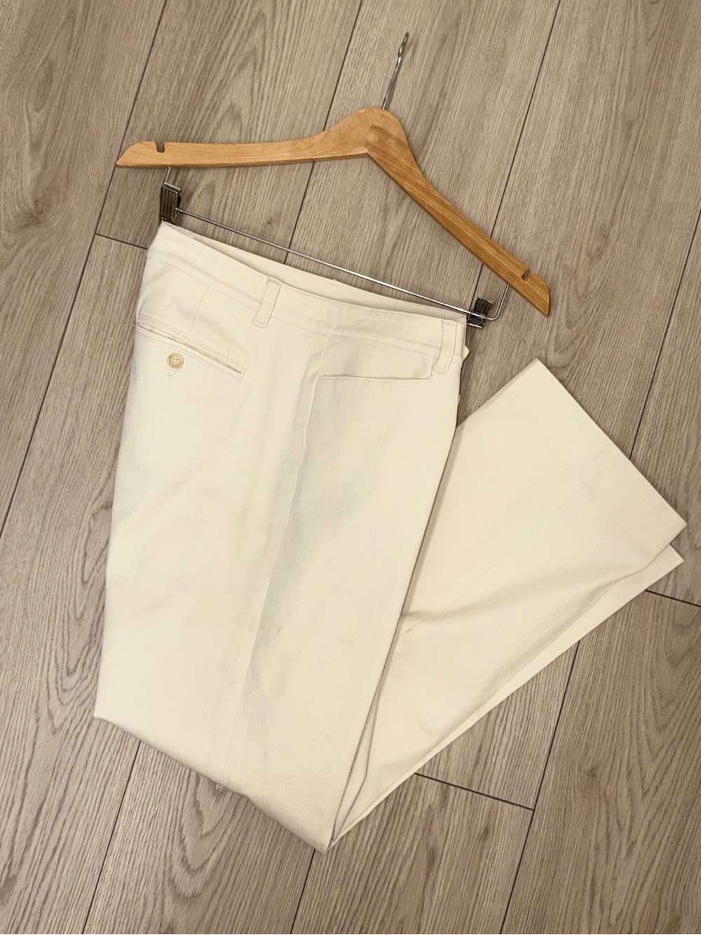 Lauren Ralph Lauren Adelle Womens Cream Size 10 32-34W Straight Leg Pants